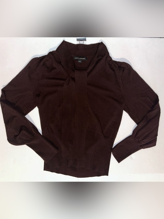 Banana Republic Sweaters - Banana Republic Dark Brown V-Neck Tie Detail Sweater